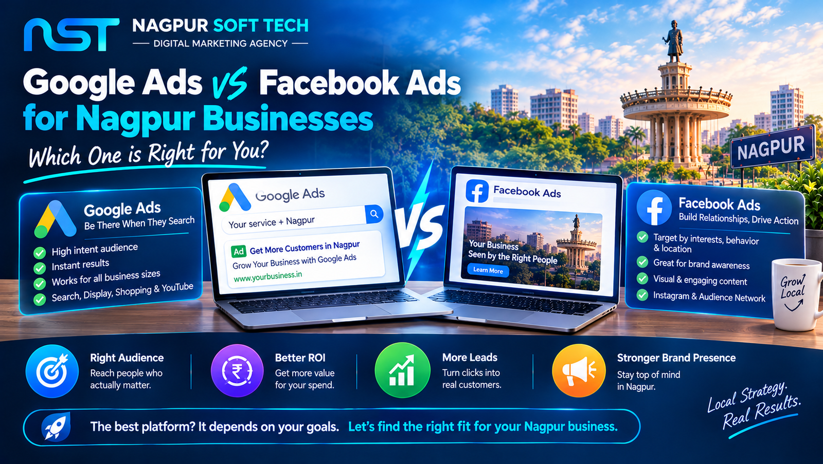 Google Ads vs Facebook Ads for Nagpur Businesses